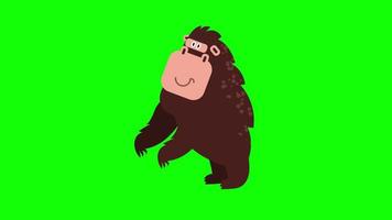 cartoon gorilla icon loop Animation video transparent background with alpha channel.
