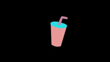 trinken Kaffee Tasse Stroh Symbol Schleife Animation Video transparent Hintergrund mit Alpha Kanal.