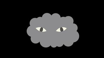 weather cloud with eye icon loop Animation video transparent background with alpha channel