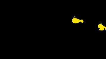 Cartoon yellow bird flying icon loop Animation video transparent background with alpha channel.