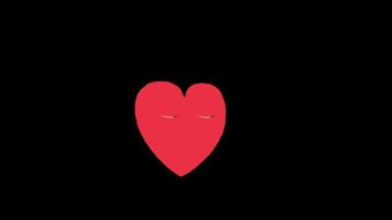 Red heart with eye icon love loop Animation video transparent background with alpha channel.