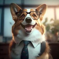 perro empresario ilustración ai generado foto