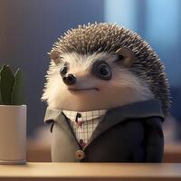 hedgehog businessman illustration photo