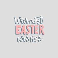 Joyful Happy Easter hand-drawn lettering for greeting cards, social media posts, stickers. Colorful candy pastels spring vector illustration in flat style.