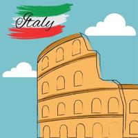 Rome coliseum Italy travel postcard Vector illustration