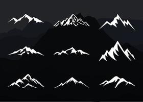 nine mountains group in high detailed silhouette vector