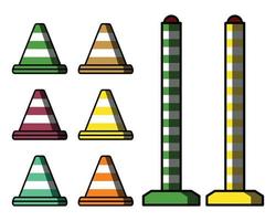 Traffic cone colorful icon vector illustration set. Flat design on white background