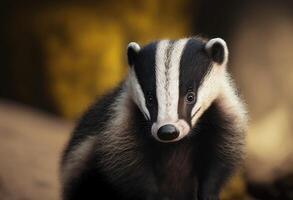 Cute Badger. AI Generated photo