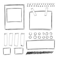 Circles, checkmarks and frames Pencil marks vector