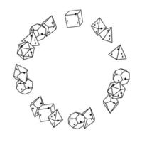 White dice frame in round shape hand drawn vector