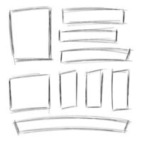 Set of hand drawn sketched square frames isolated vector