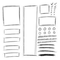 Circles, checkmarks and frames Pencil marks vector