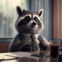 racoon businessman illustration photo