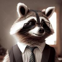 racoon businessman illustration photo