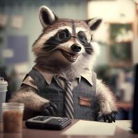 racoon businessman illustration photo