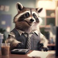 racoon businessman illustration photo