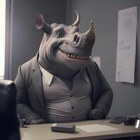 rhinoceros businessman illustration photo