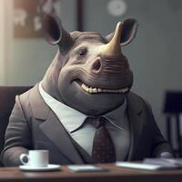 rhinoceros businessman illustration photo