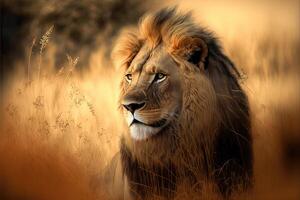 Lion in the savannah. photo
