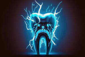 Sensitive teeth. Mouth and teeth health concept. Various dental diseases. Design for banner, designer, dental clinic or hospital. photo