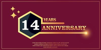 th anniversary gold color logotype style with hexagon shape with white color number font on red background vector illustration