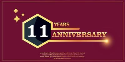 th anniversary gold color logotype style with hexagon shape with white color number font on red background vector illustration