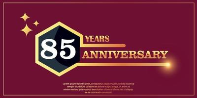 85th anniversary gold color logotype style with hexagon shape with white color number font on red background vector illustration