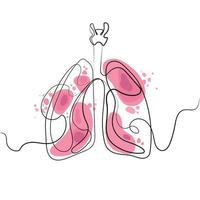 humano livianos Organo continuo línea dibujo en de moda mínimo estilo vector ilustración.anatómica humano pulmones,interno Organo silueta línea Arte bosquejo con resumen manchas.salud y medicina concepto