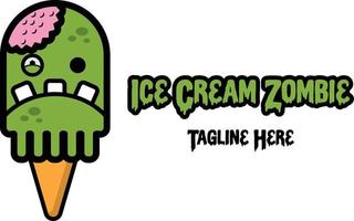 Ice cream melting zombie character design, creative illustration - Vector cute cartoon object on a white background