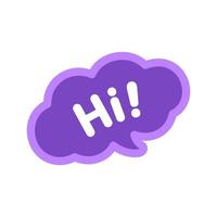 Cute Hi greeting speech bubble icon. Simple flat vector illustration.