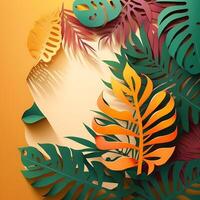 summer tropical leaf style paper photo