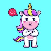 Cute Angry Unicorn Cartoon Vector Icons Illustration. Flat Cartoon Concept. Suitable for any creative project.