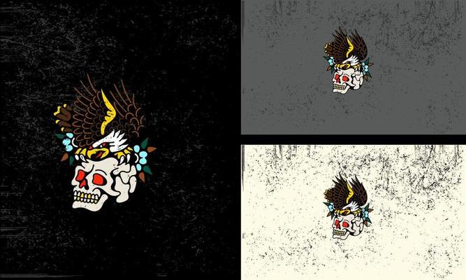 head skull and eagle vector mascot design