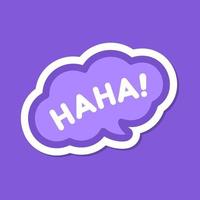 Haha laughing speech bubble sound effect icon. Cute black text lettering vector illustration.