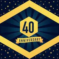 40 year anniversary logotype design with blue twist infinity multiple line design in yellow color border template vector illustration
