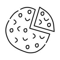 Pizza black and white vector line illustration