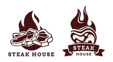 Set of Steak house Barbecue BBQ grill logo template vector