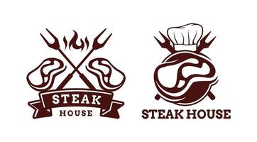 Set of Steak house Barbecue BBQ grill logo template vector