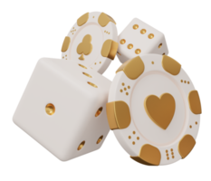 casino chip dice gold 3d png