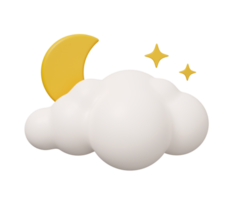 lune nuage 3d temps png