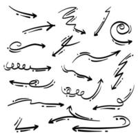 Doodle Arrows icons Set. arrow icon with various directions. arrow direction hand drawing. isolated on a white background. vector illustration