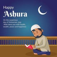 Happy ashura muslim festival banner design template vector