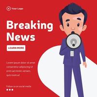 Banner design of breaking news template vector