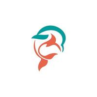 delfín logo con delfín logo título vector