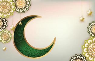 Decorative Islamic Background with Crescent Moon and Mandala vector