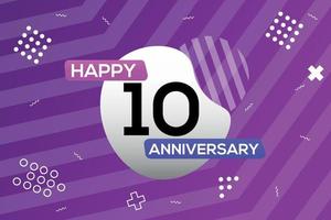 10th year anniversary logo vector design anniversary celebration with colorful geometric shapes abstract illustration