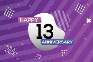 13th year anniversary logo vector design anniversary celebration with colorful geometric shapes abstract illustration