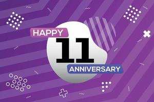 11th year anniversary logo vector design anniversary celebration with colorful geometric shapes abstract illustration