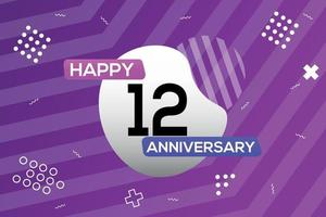 12th year anniversary logo vector design anniversary celebration with colorful geometric shapes abstract illustration