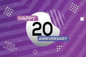 20th year anniversary logo vector design anniversary celebration with colorful geometric shapes abstract illustration
